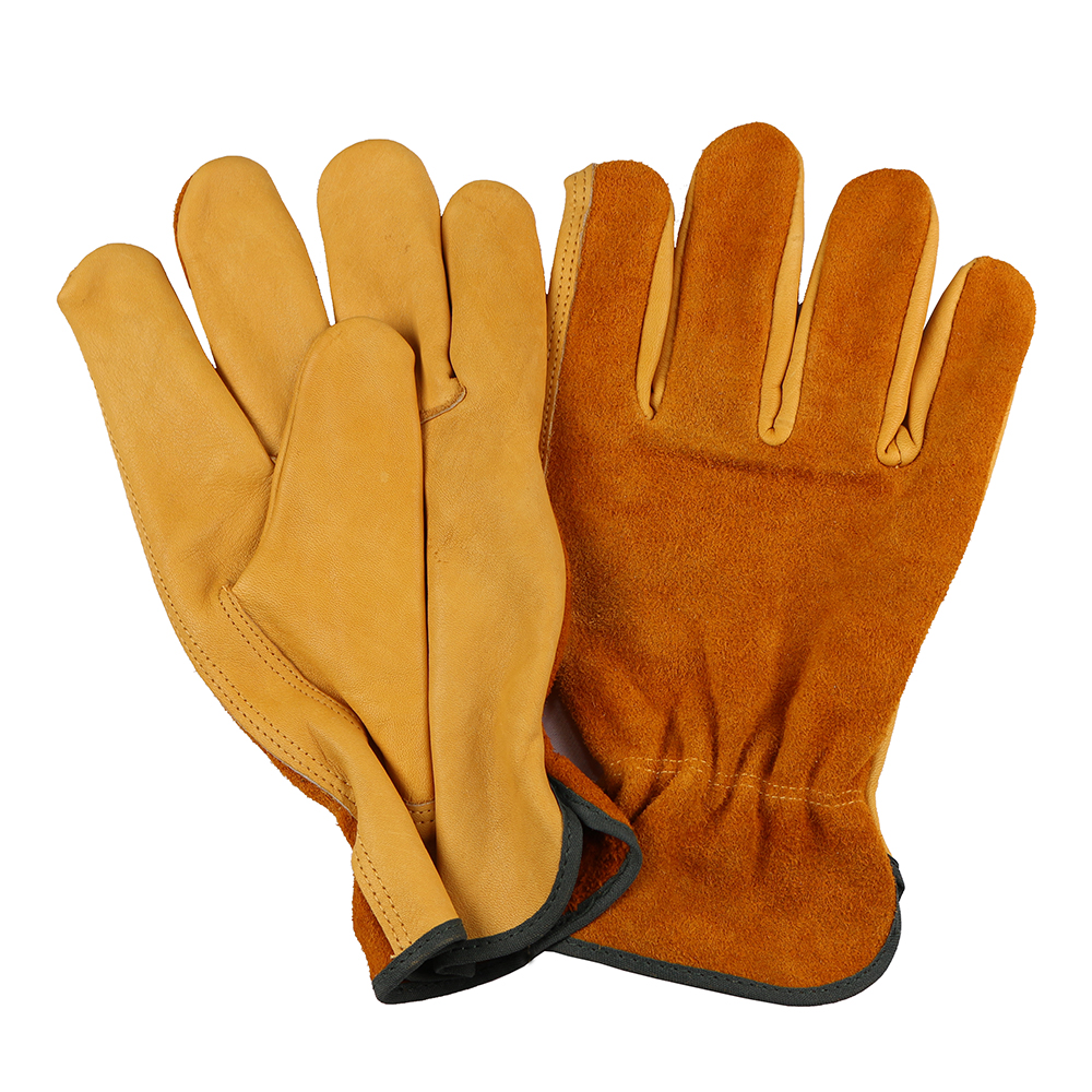 Cow grain and split leather driver glove