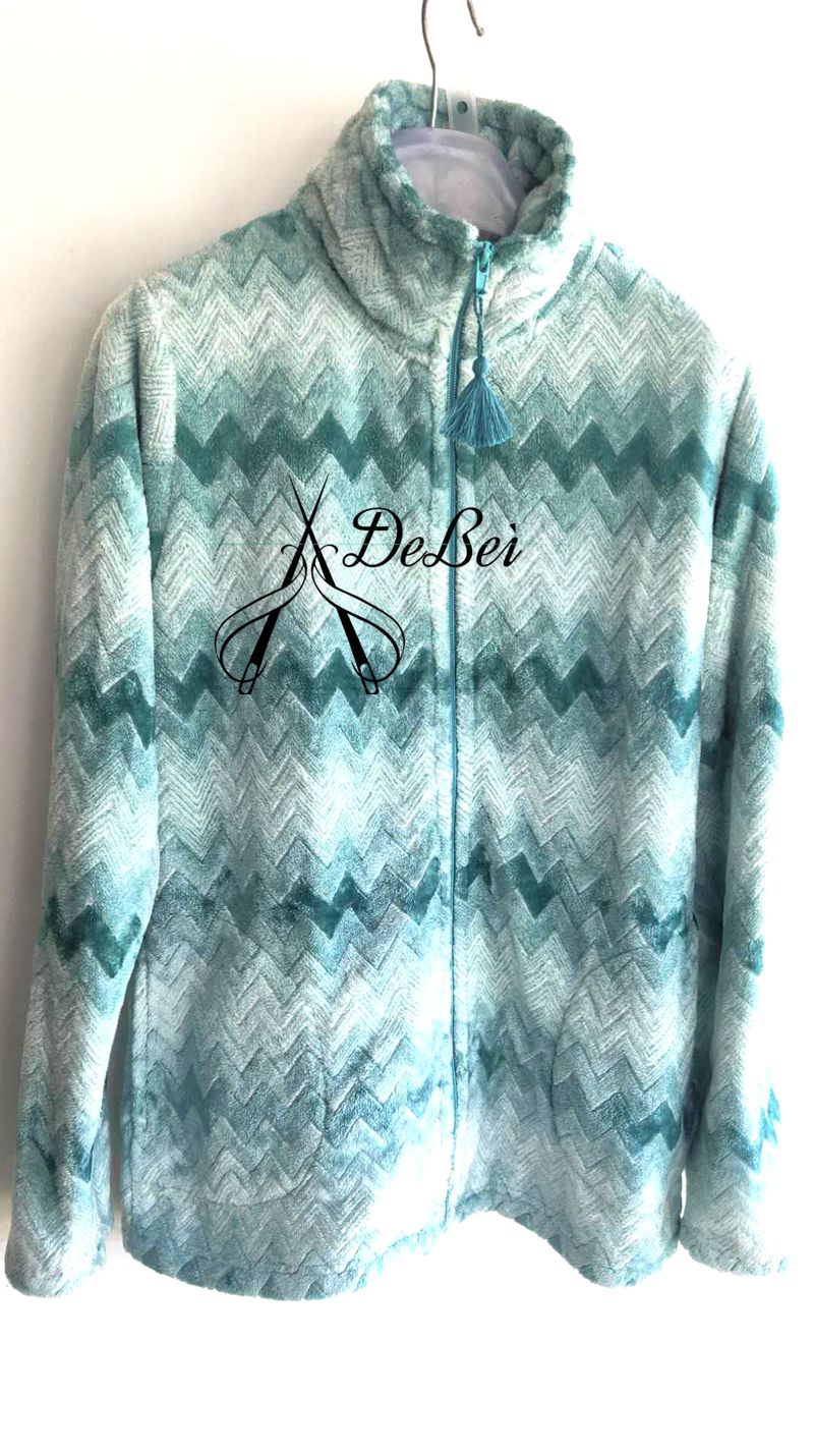 ladies jacquard double dye flannel colar fleece coat