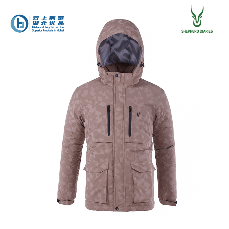 Men's hooded full printing padding jacket