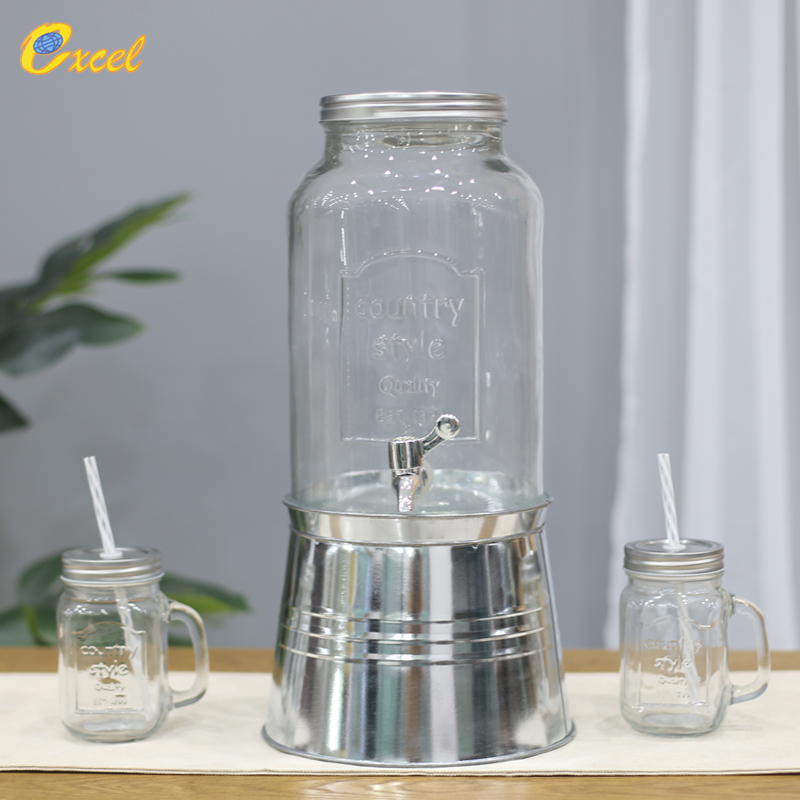 glass dispenser with metal stand
