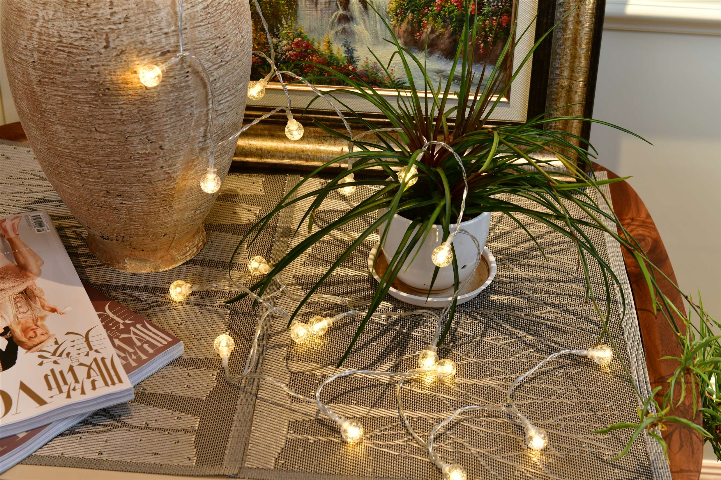 4.5V100L LED snake string lights with bubble ball,clear wire,warm white bulb color,bulb space 10cm