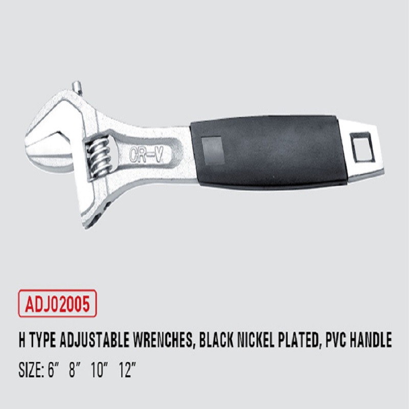 H Type Adjustable Wrenches , Black Nickel Plated, PVC Handle
