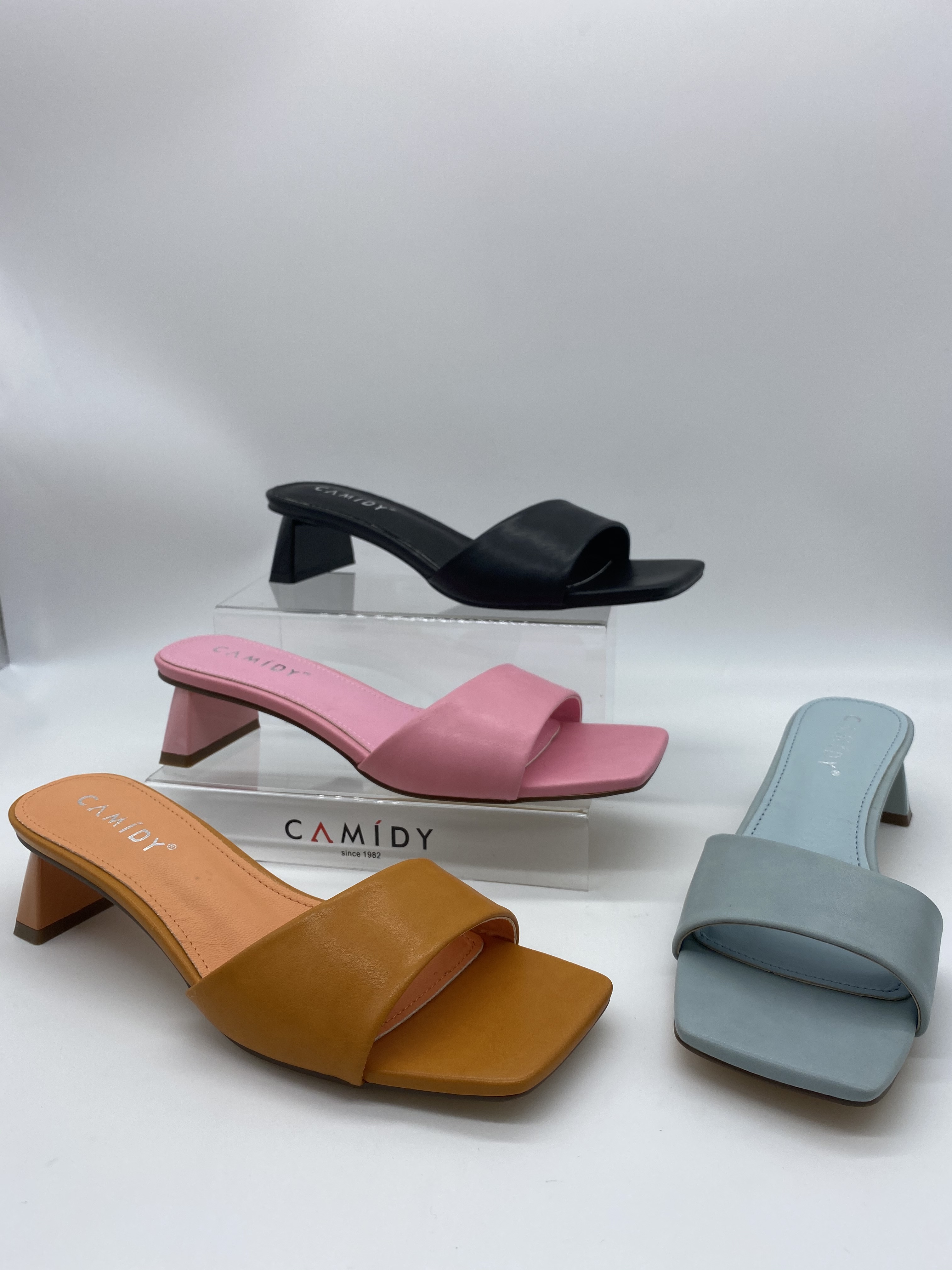 CAMIDYSS2021 women's sandals square head with chunky heels fashion PU women's shoes