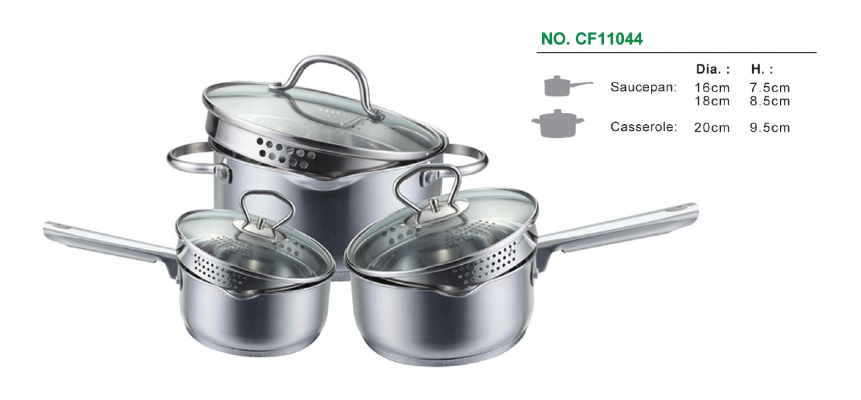 6pcs Stainless Steel camping cookware set with Strainer Lids