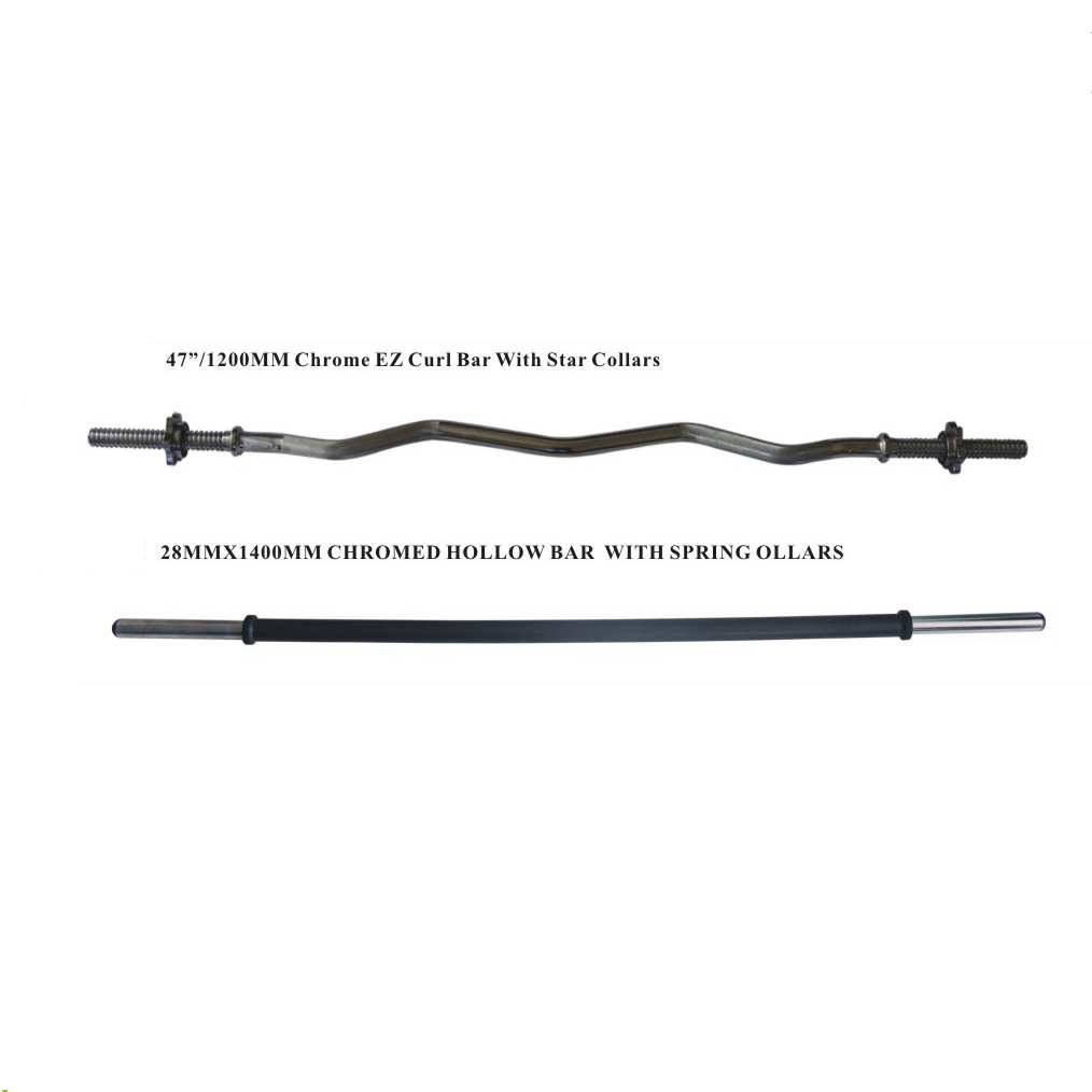 47" 1200MM Chrome EZ Curl Bar with star collars
