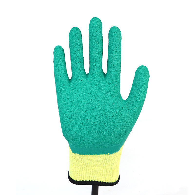 Glove Latex-10g 2 Threads Polycotton Shell Latex Coated, Crinkle Finish Glove