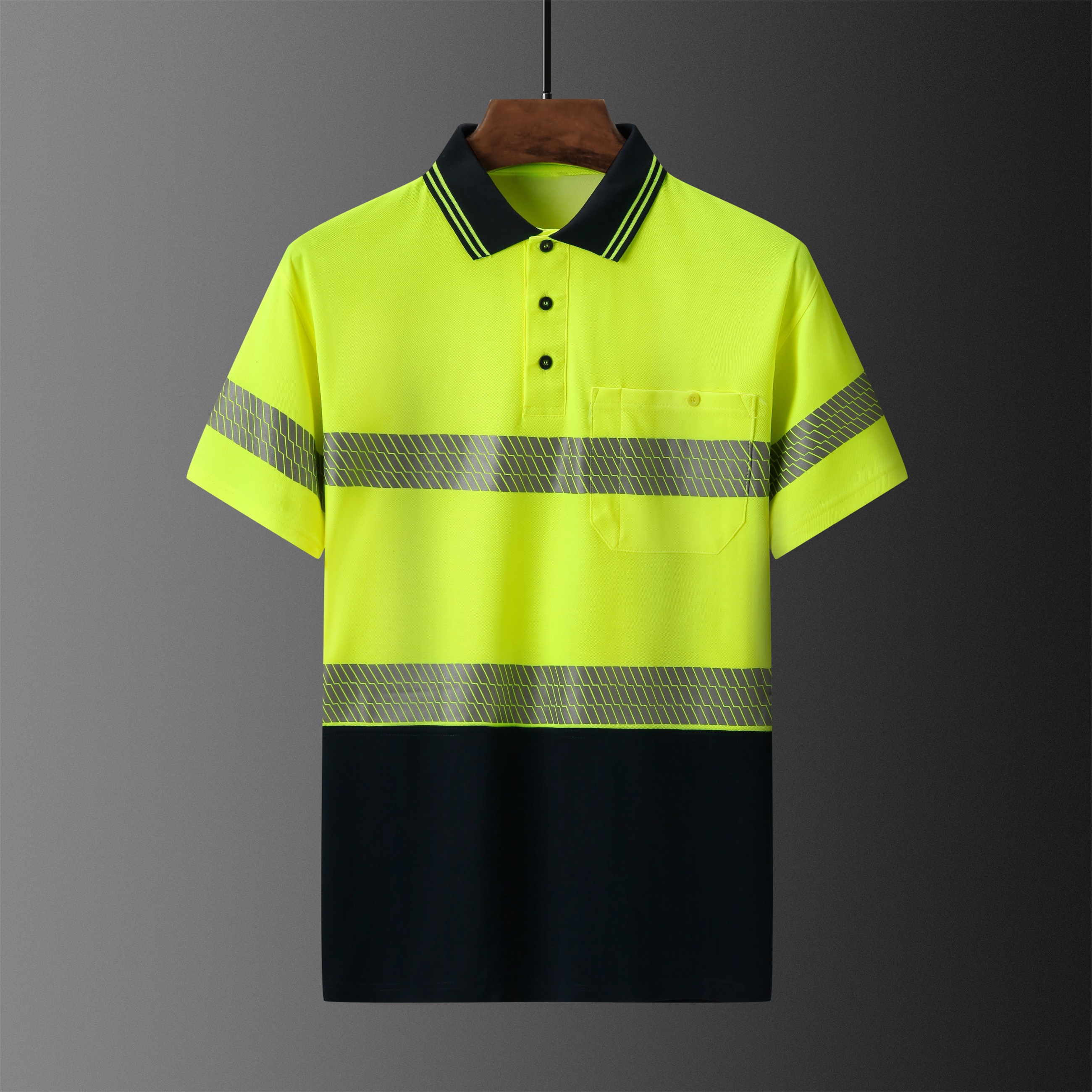 Men's short sleeve HIVIS polo shirt with reflective tape