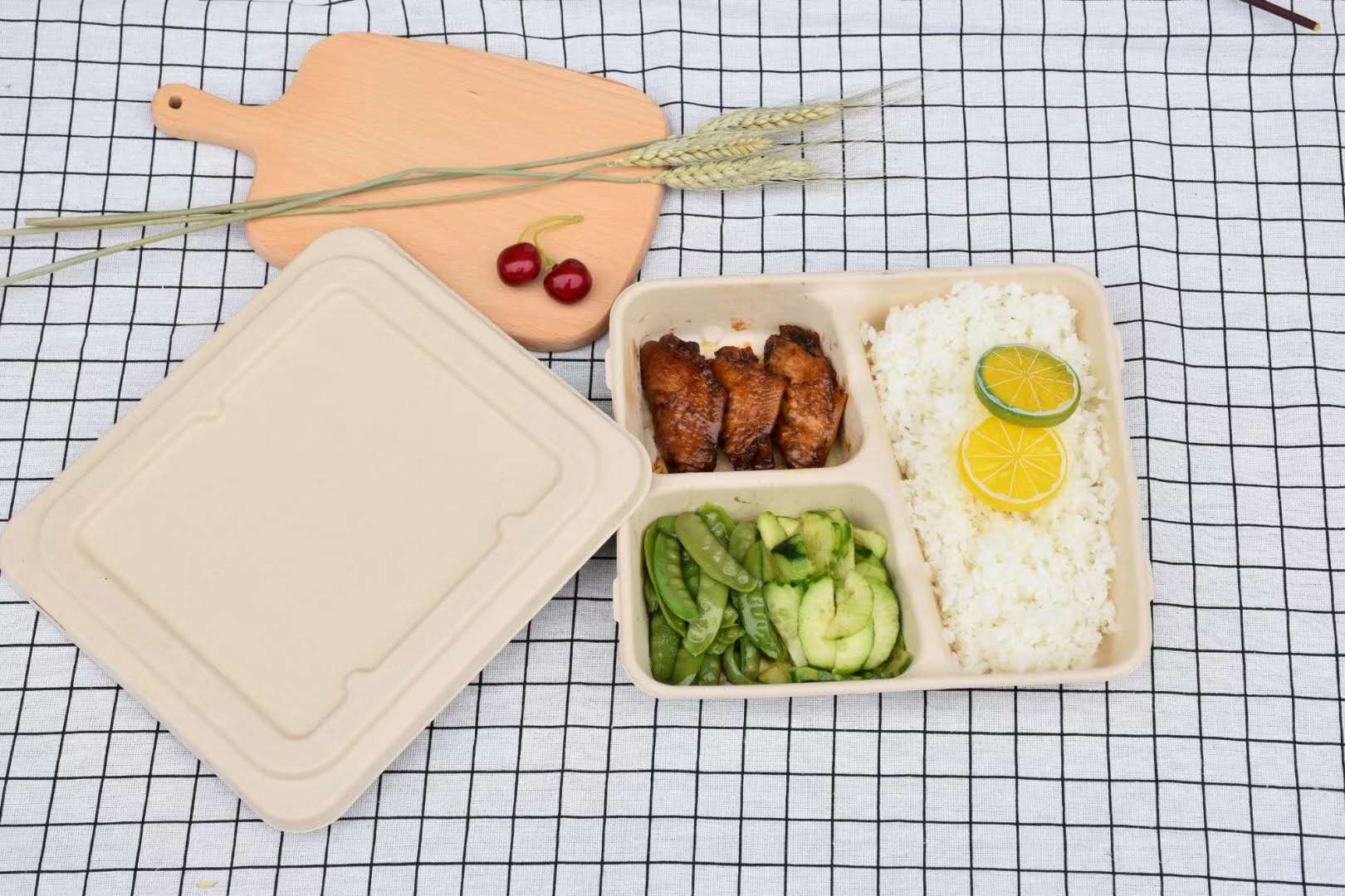 Sugarcane Tableware 3Comp Food Tray