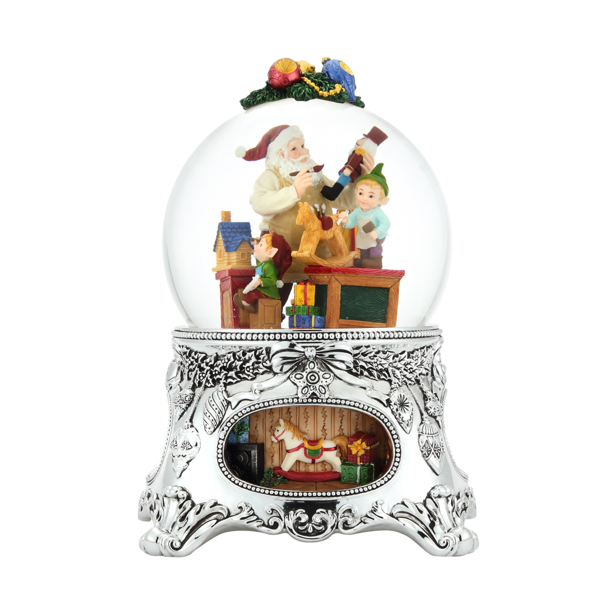 150MM Working Santa musical snowglobe with lighting rotation