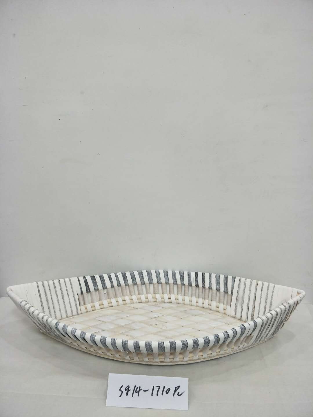 Kingwillow Christmas wholesale hand waven wicker basket woodchip woven basket gift storage basket fruit basket tray storage tray