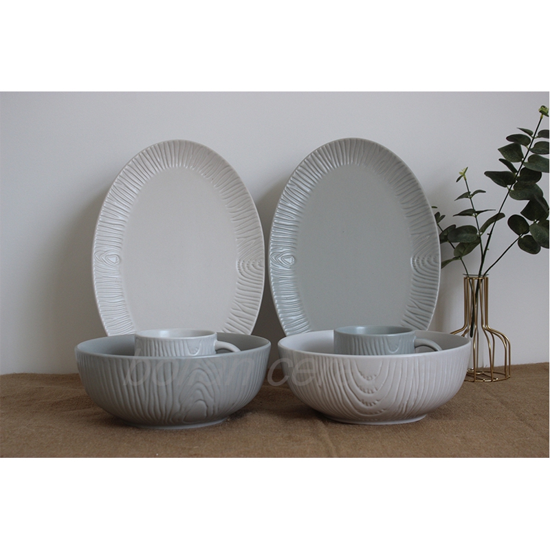 Embossment with color glaze dinnerware