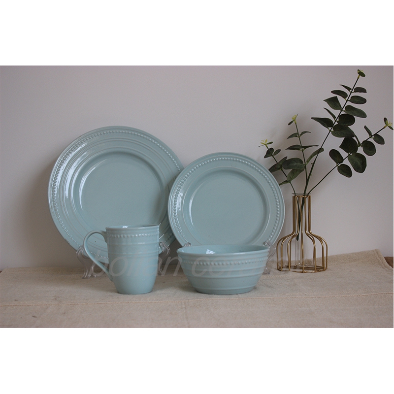 Embossment with color glaze dinnerware