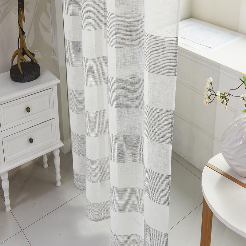CURTAIN G2820 Hot sale stripe dyed fabric linen curtain shade engineering curtain manufacture