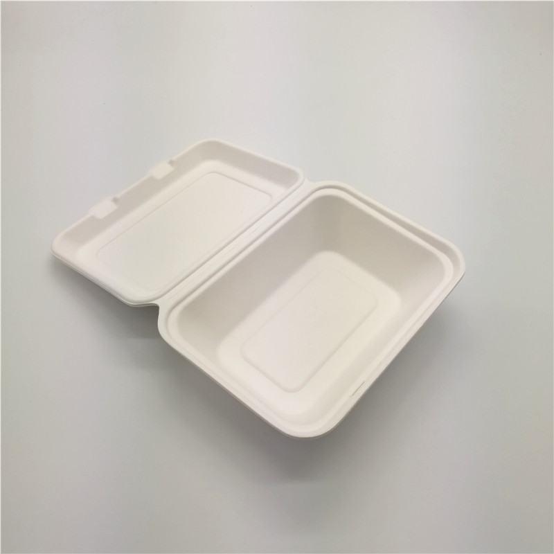 100% Biodegradable Food Container Disposable Sugarcane 600ml Clamshell