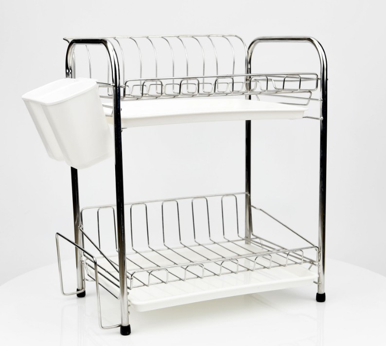 Stainless steel dish drainer - 2 tiers