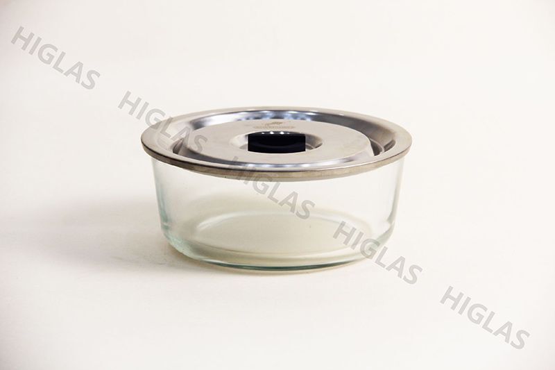 0.7l/0.5l Round Borosilicate Glass Food Container With Stainliess Steel Lid With Vent