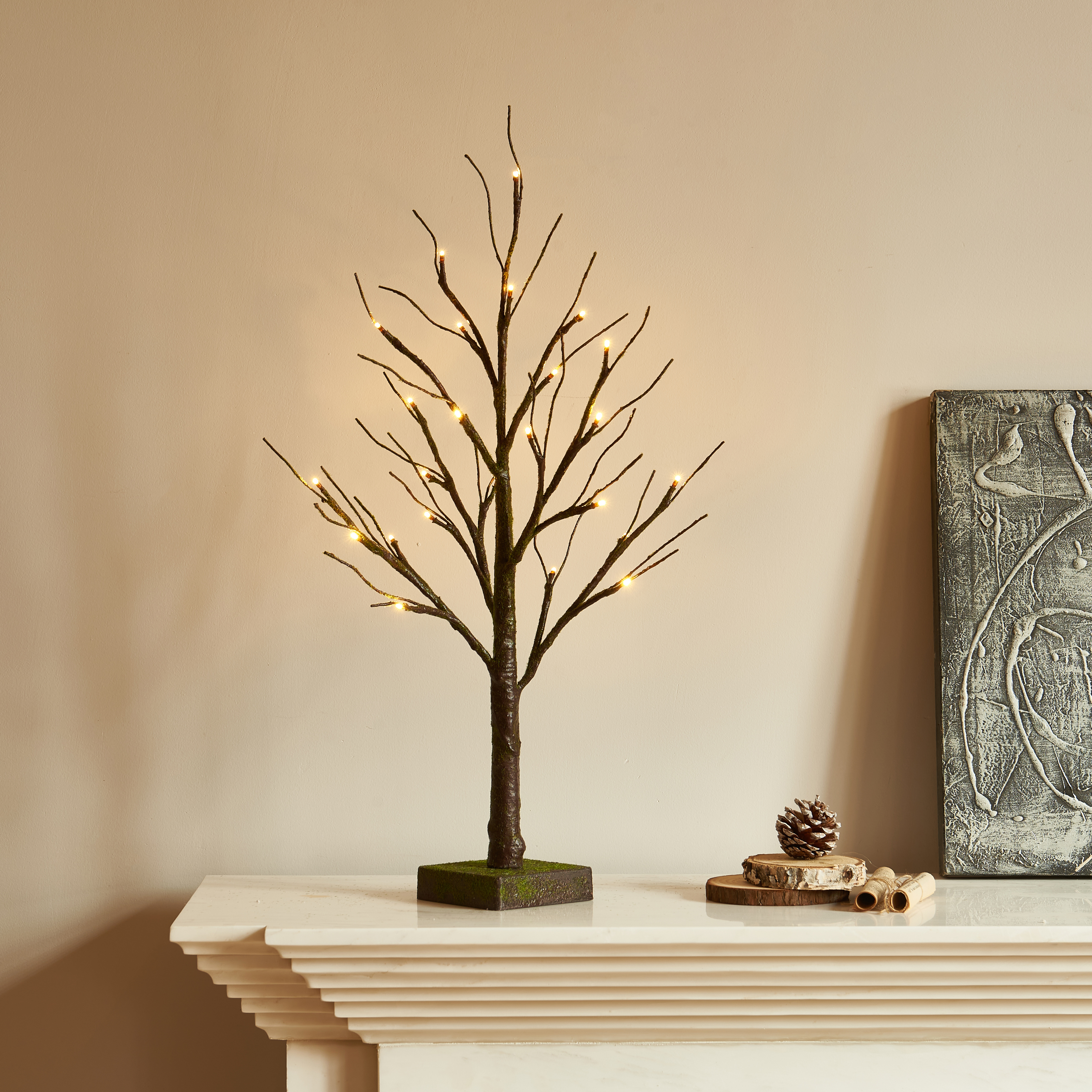Lighted Mossy Tabletop Mini Tree