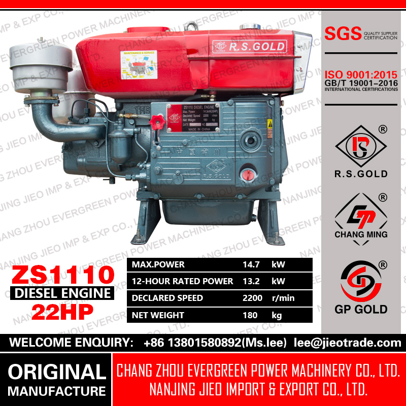 Air Cooled Diesel Engine Zs1110 20hp Agriculture Machine Powerful Manufacturer