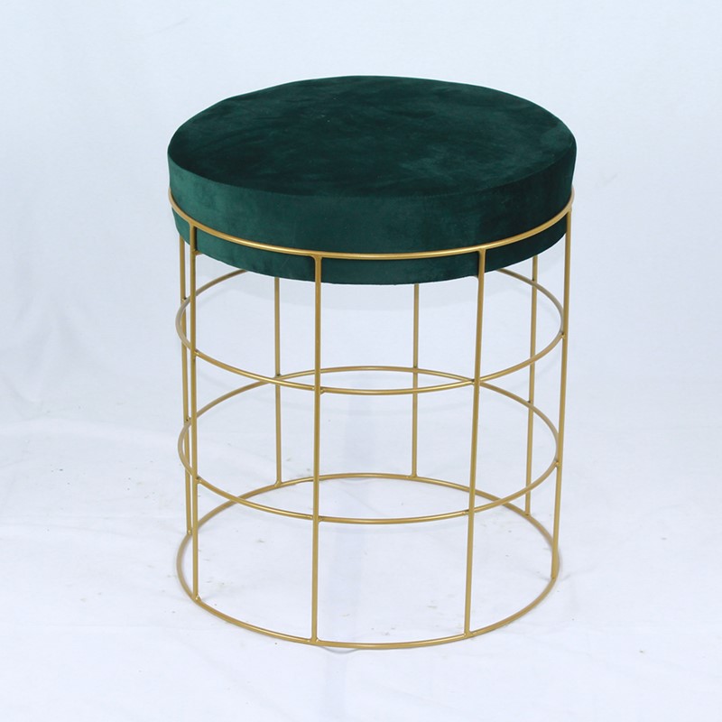 velvet fabric metal base ottoman footstool