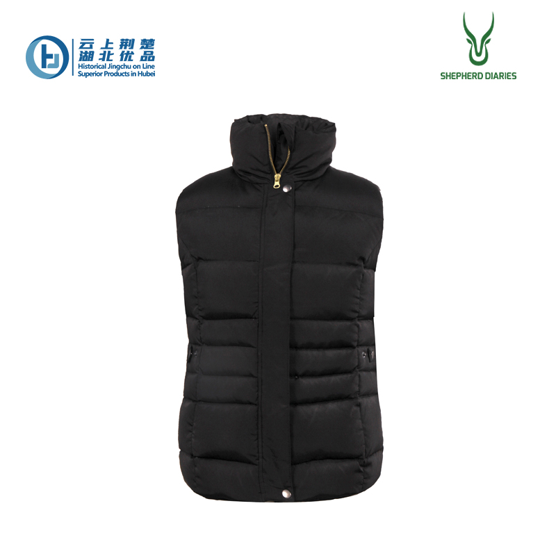 Women's stand collar thick down vest