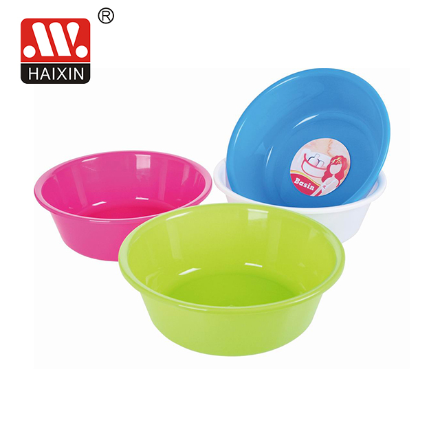Haixin Plastic kids bathroom washing round basin with handles 10014 bpa free plastic bucket
