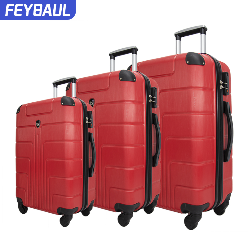 Custom Logo printed trolley luggage 3pc suitcase set spinner wheels travel luggage