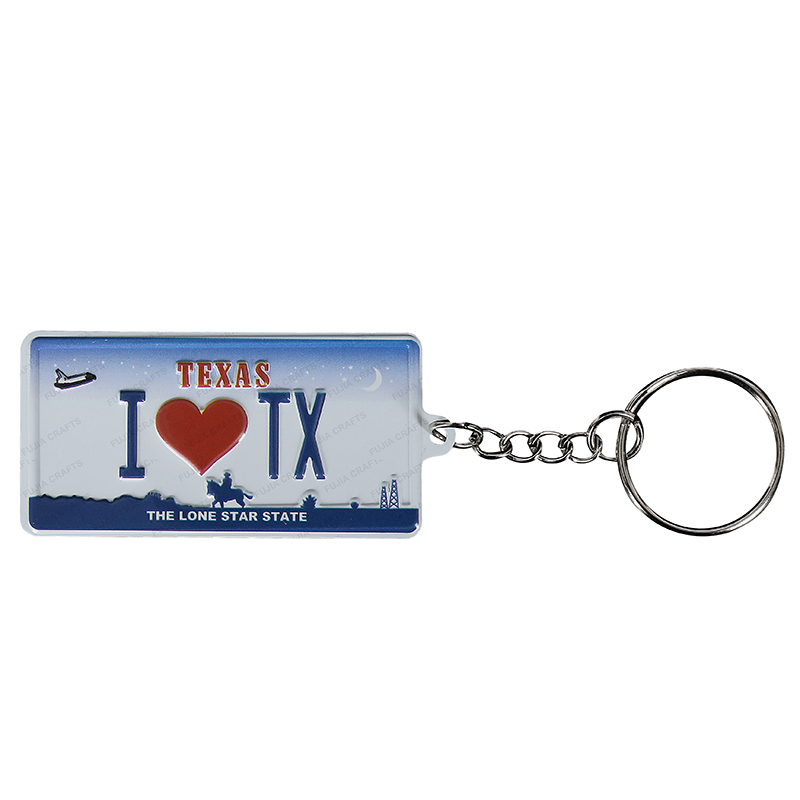 Wholesale Custom DIY Design USA License Plate Printed Embossing Metal Aluminum Keychain