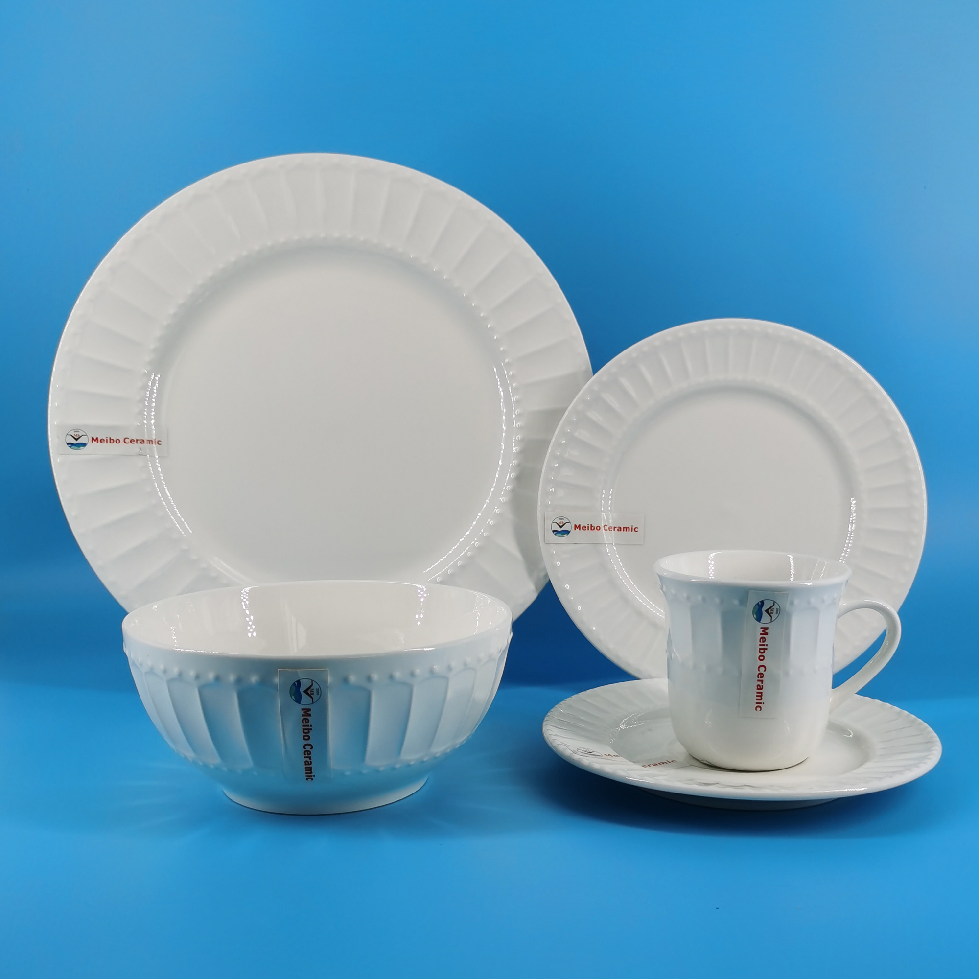 20pc embossed new bone china dinner set