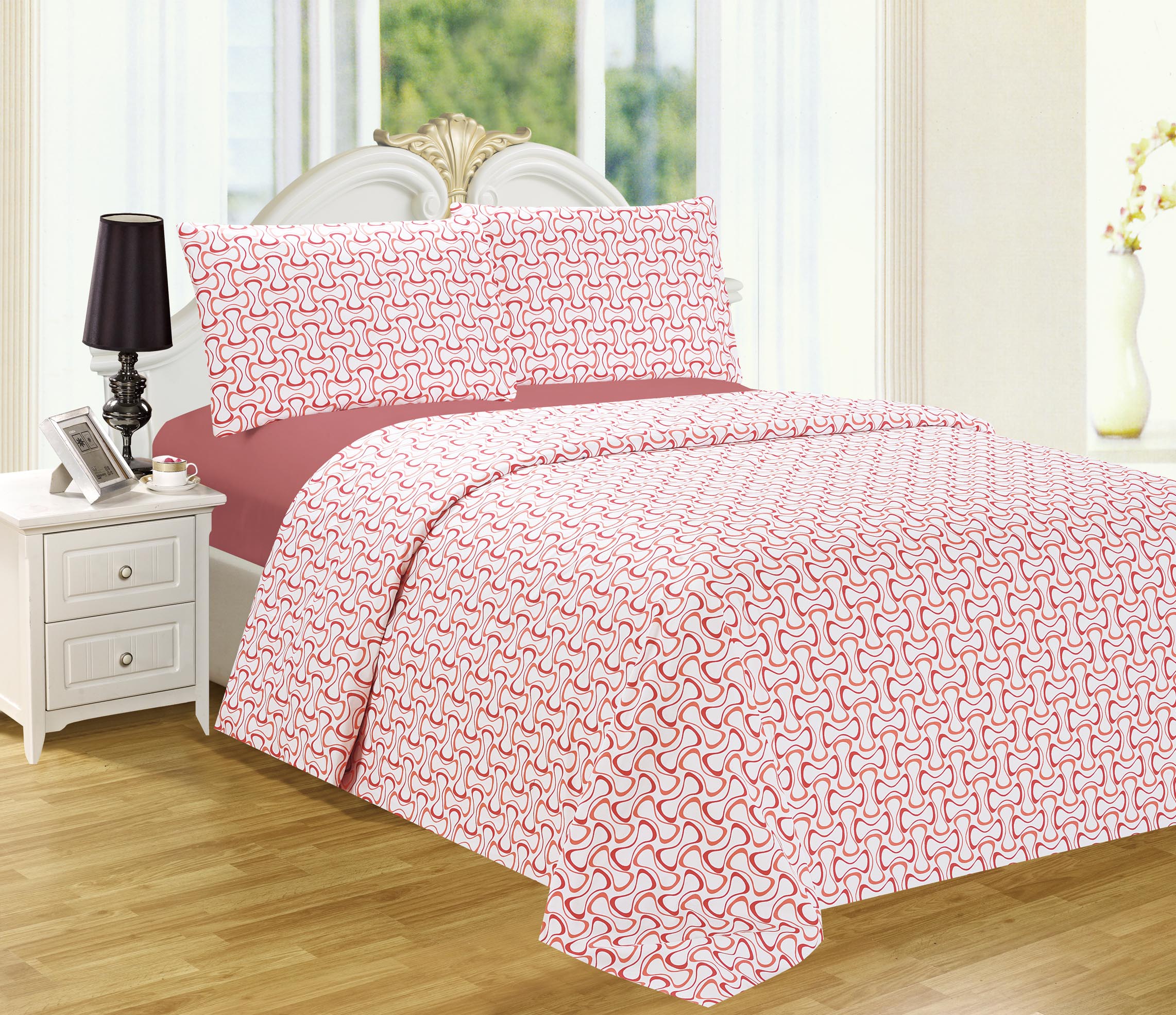 Dispersed Printed&Solid Microfiber Bed Sheet Set