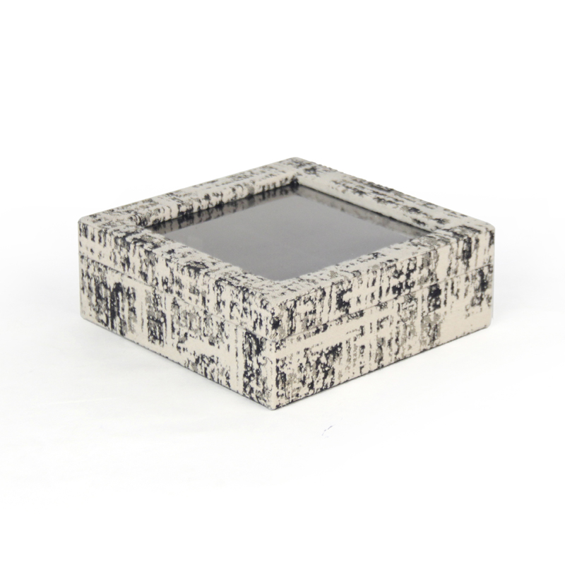 Fabric covered square 6 slots watch storage organizer box
