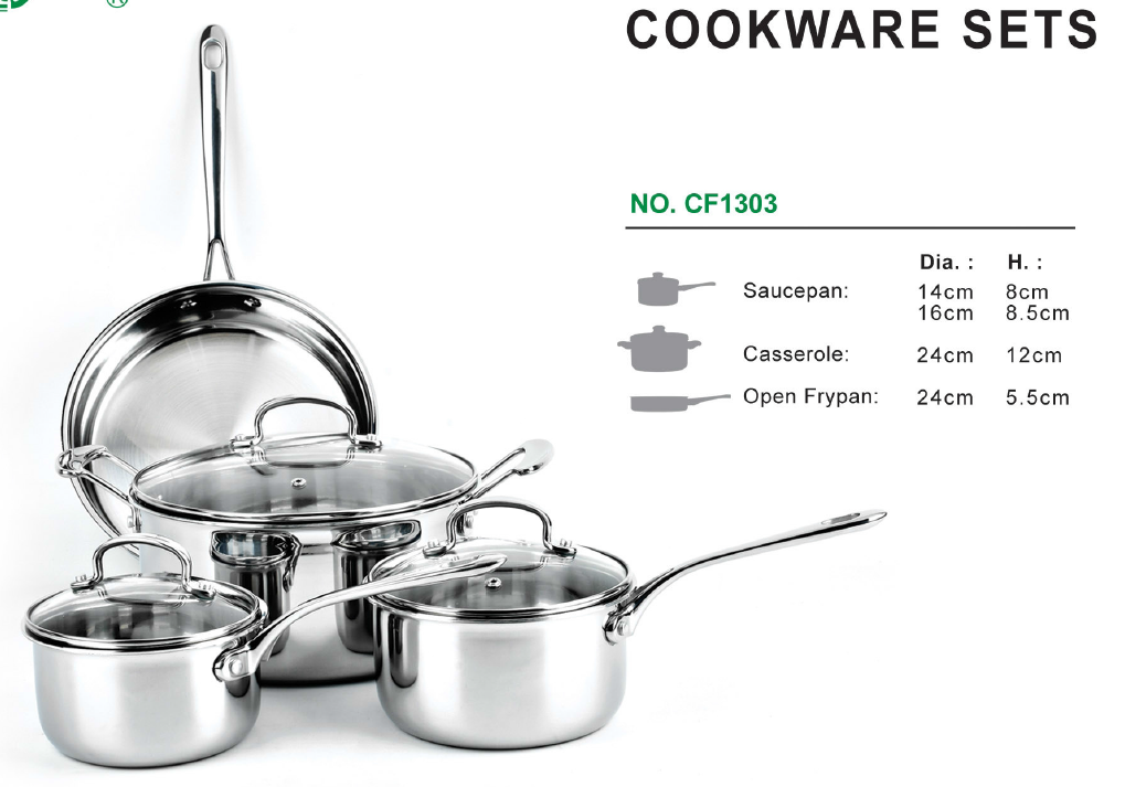 7pcs Stainless Steel camping cookware set(triply)