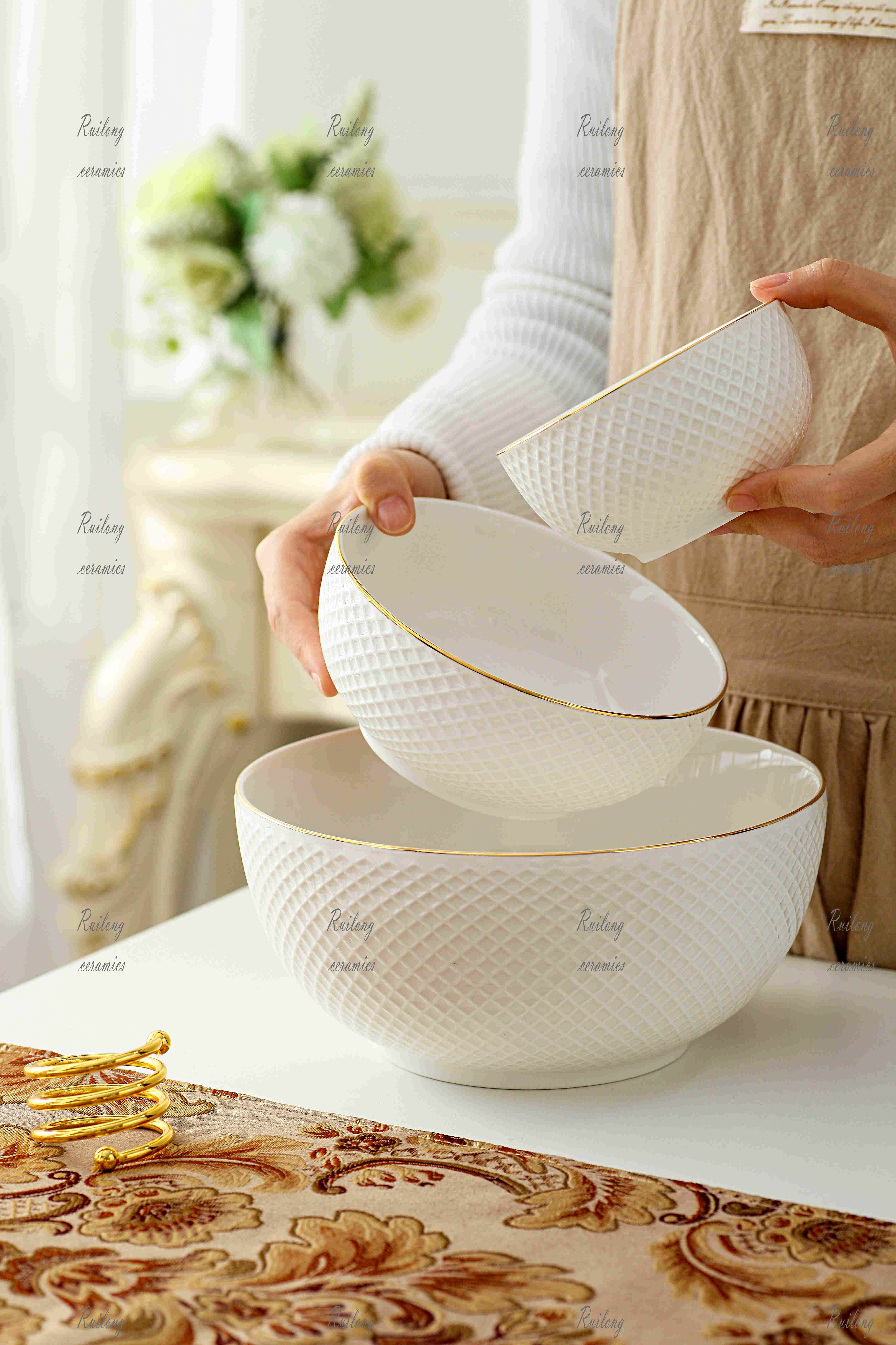 New Arrival Wholesale Handmade Ceramic Natural kitchen porcelain bowl