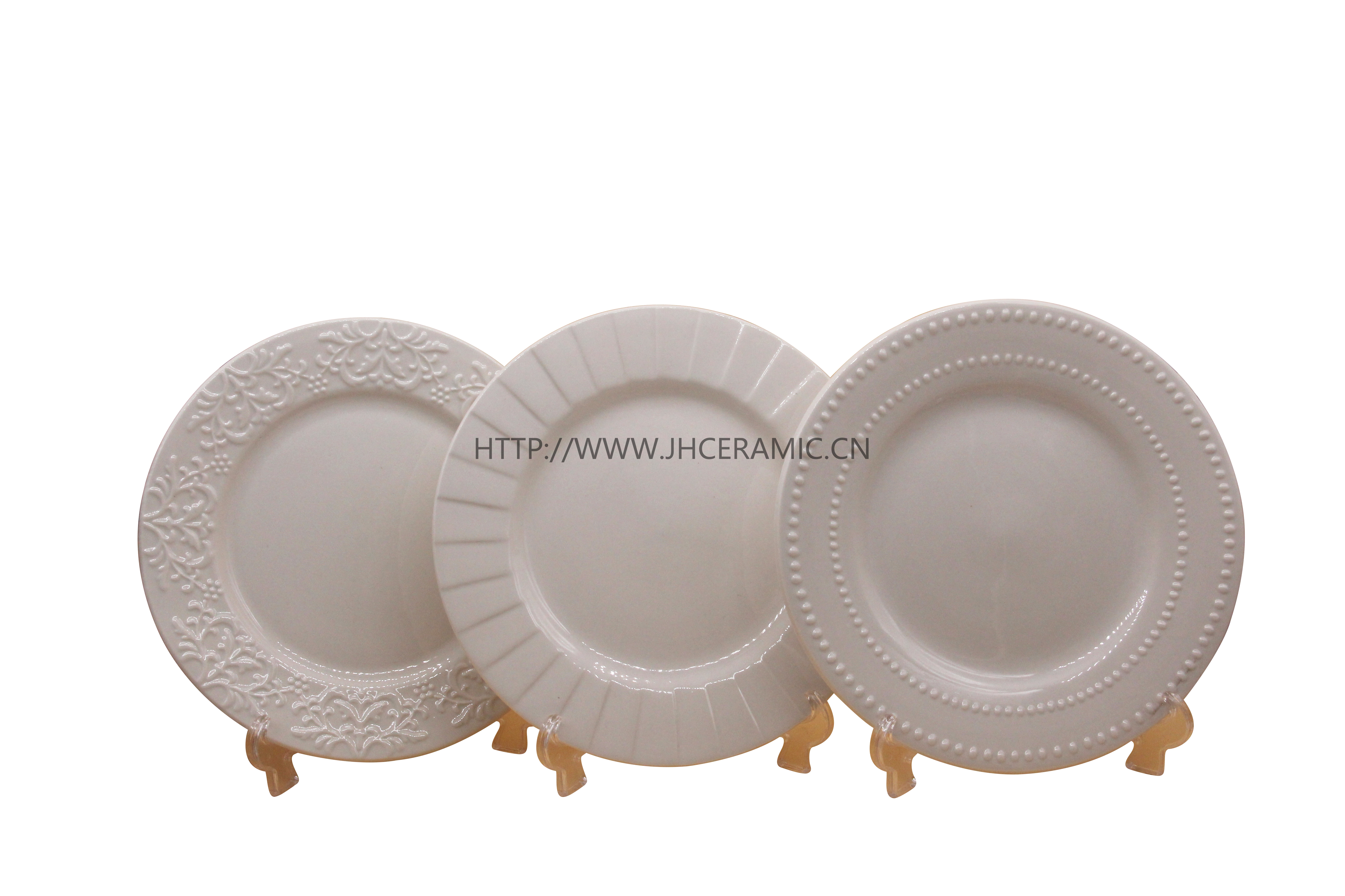Embossed white porcelain