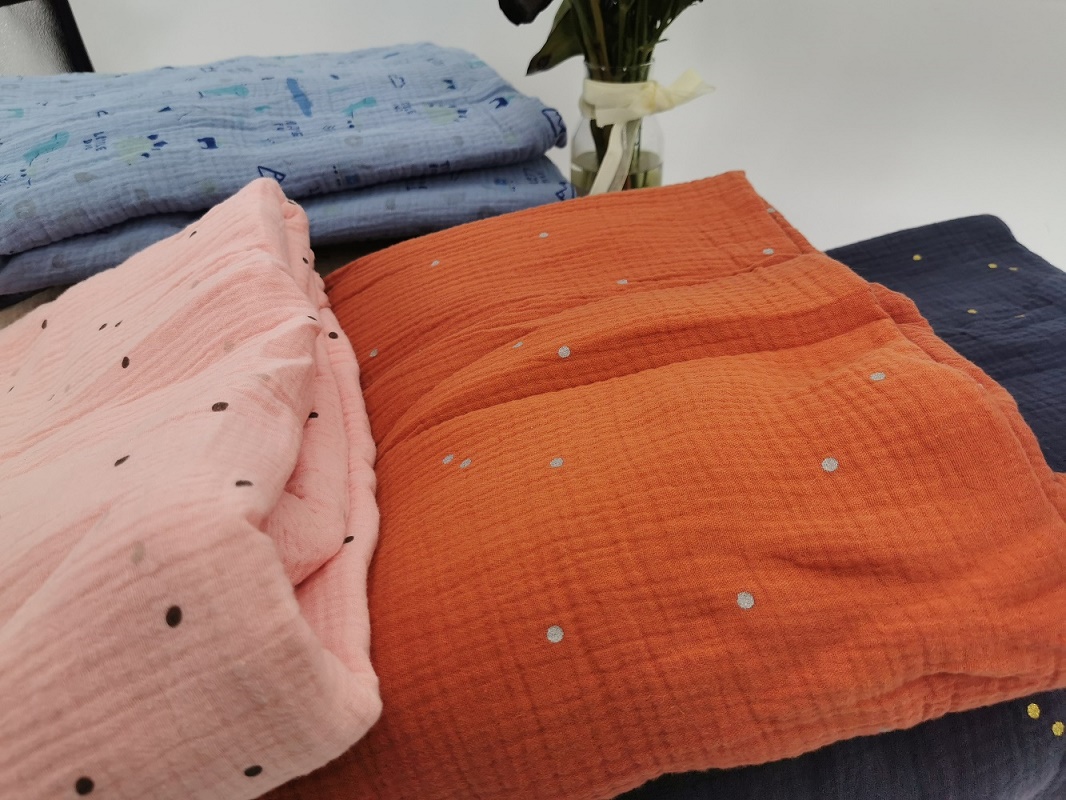 Breathable muslin blanket 4/6/8 layers 100% cotton baby throw Bleach/Solid/Printed