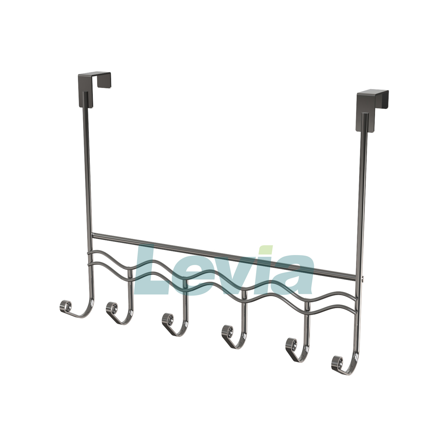 Wave Design Metal Wire Over Door Hook Storage Organizer Rack for Coats, Hoodies, Hats, Scarves, Purses, Leashes, Bath Towels, Robes, Men and Womens Clothing
