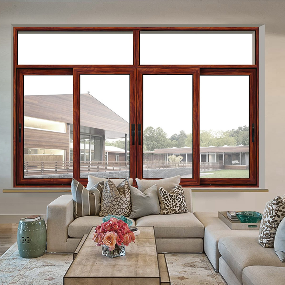 Aluminum window with wood grain