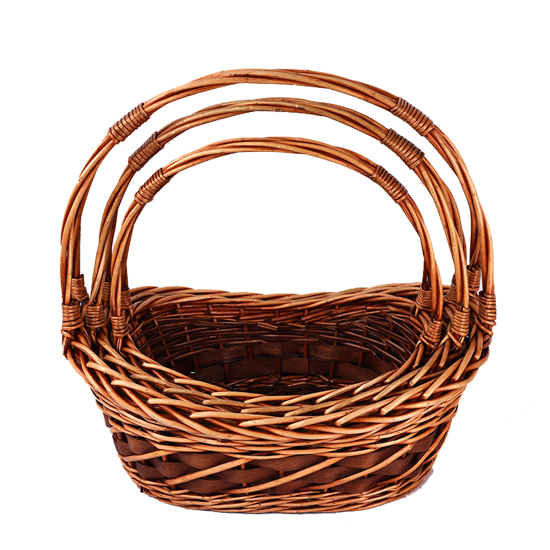 Customize Wholesale Willow Gift Packing Handmade Woven Fruit Storage Christmas Natural Wicker Basket