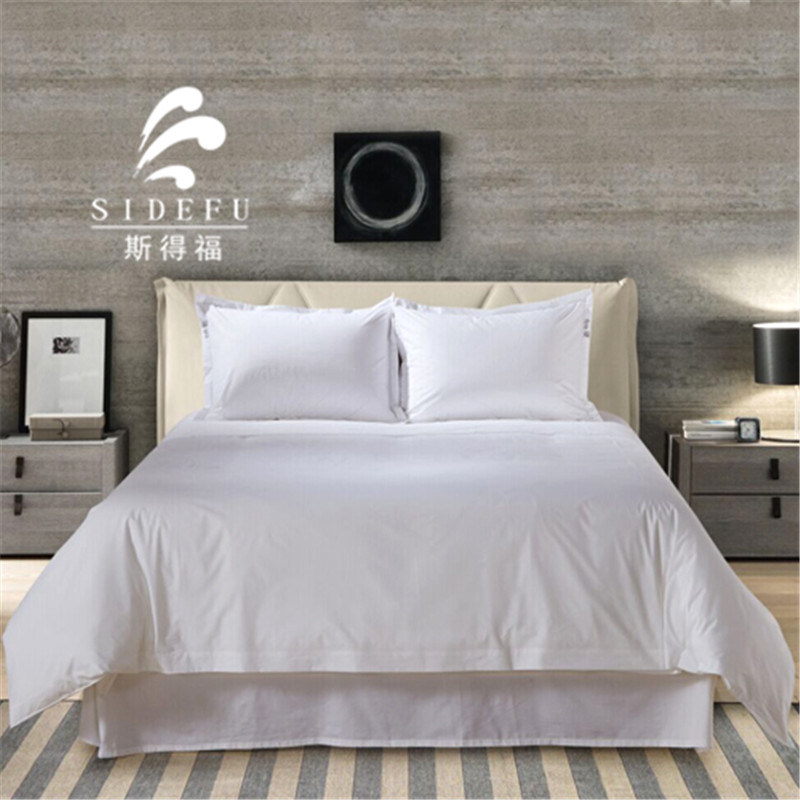 Hotel 100% Cotton Sateen White Bed Sheet Duvet Cover