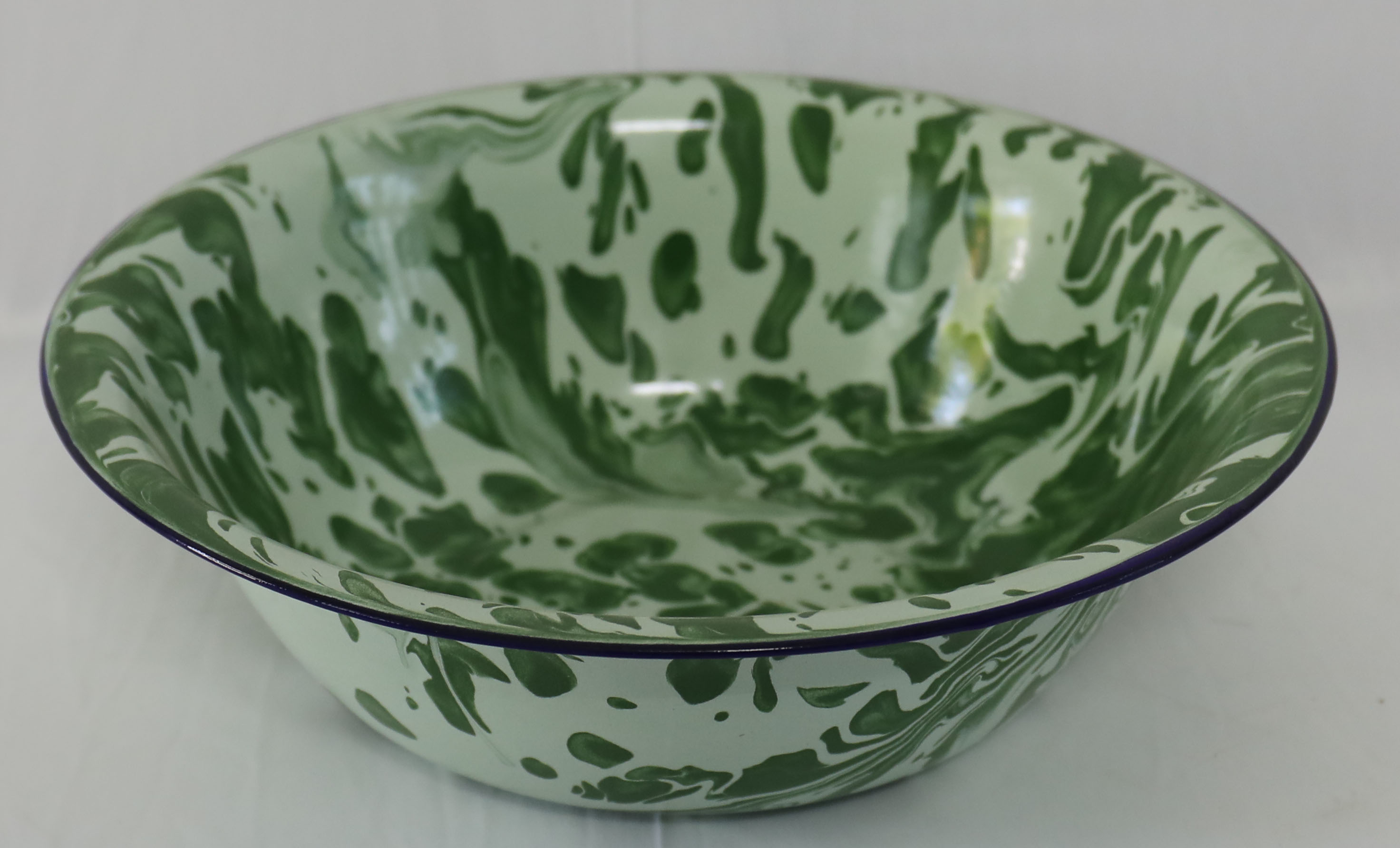 enamel basin with colorful dots