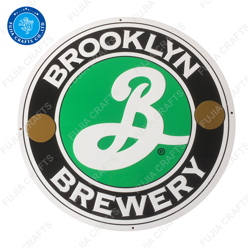 hot sales customer design advertising signs 3d embossed retro metal sign round tin sign