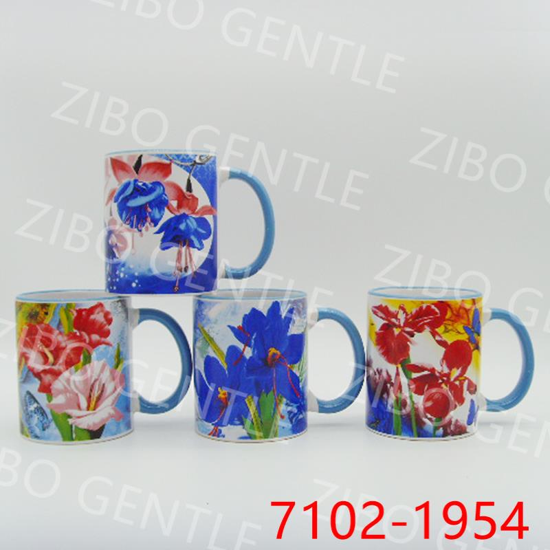 11OZ CERAMIC MUG WITH DECAL WITH COLOR LIP&HANDLE/Coffee Mug