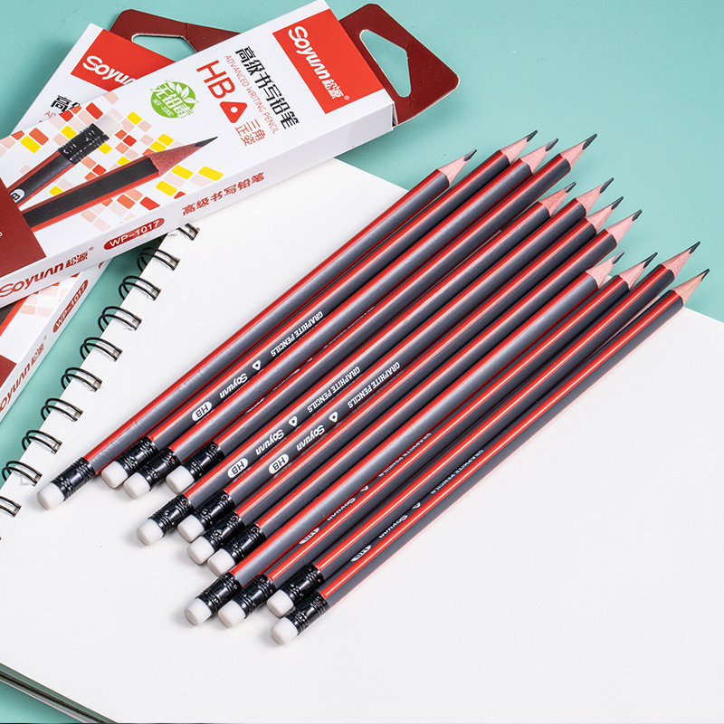 Red and gray stripe pencil