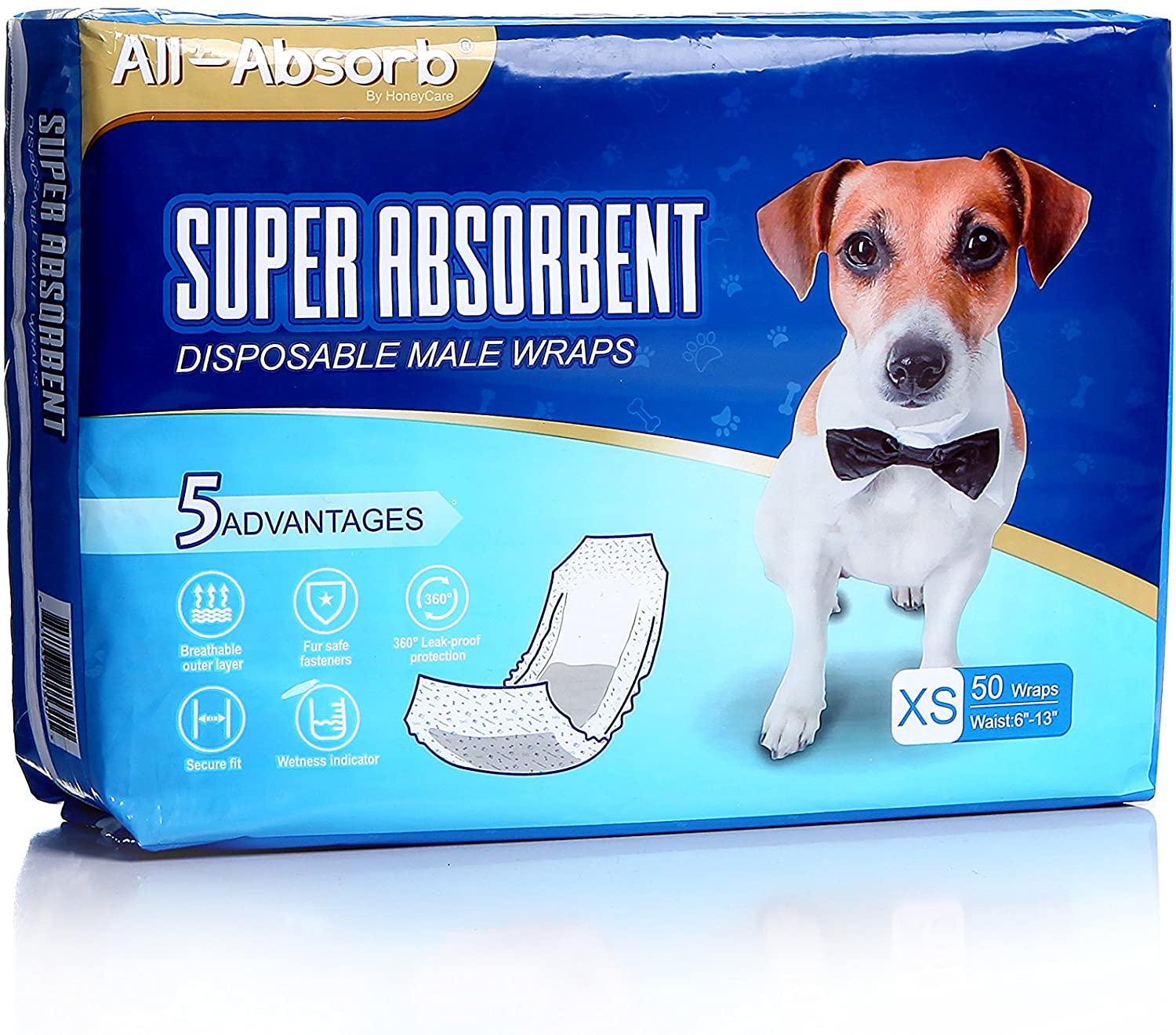 All-Absorb Male Dog Wrap, XS, 50 Count