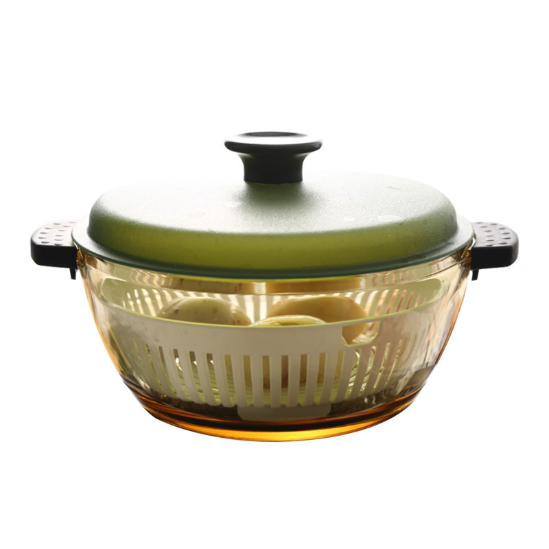 Glass Soup Pot High Borosilicate Soup Pot Microwave Oven Round Tropical Lid Clear Crystal Casserole