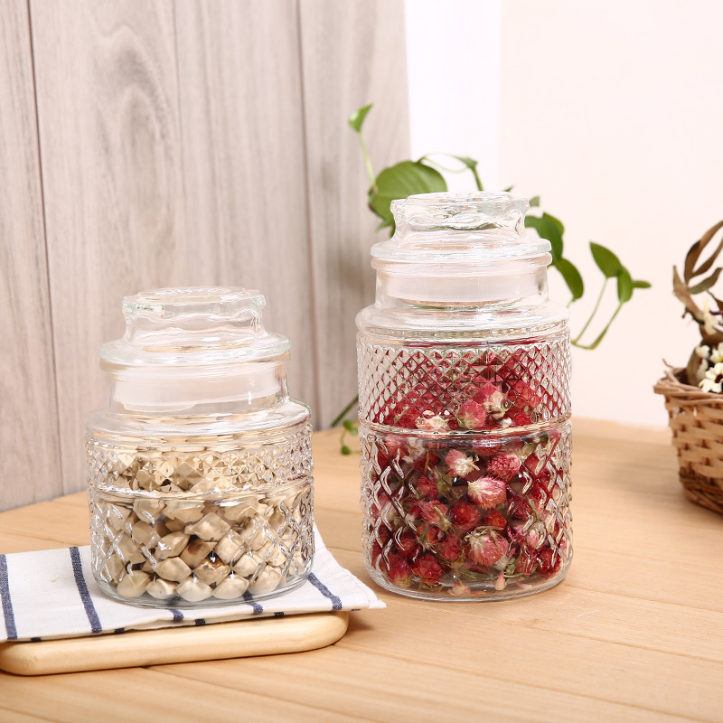 hot selling glass storage jar with glass lid sugar jar and tea jar