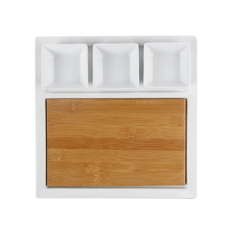 S/5 SERVING SET WITH BAMBOO, porcelain,durable,tableware,kitchenware, hotelware, dish, bowl, bamboo, dinnerware