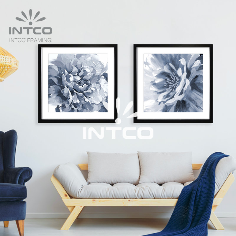 Framed Art Set-Single Blue Chrysanthemum