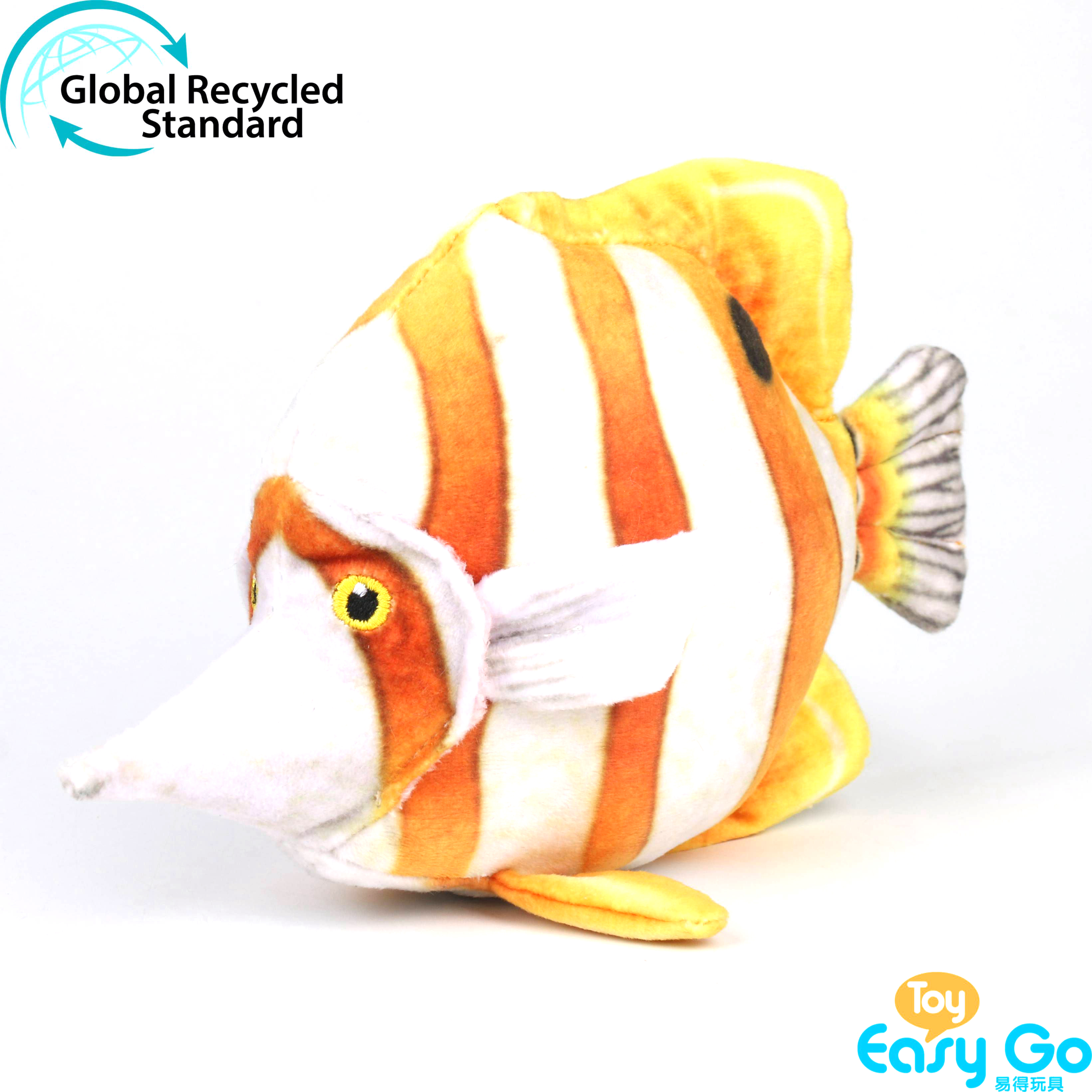 ECO-friendly 100% recycled sustainable plush soft stuffed sea animal copperband butterflyfish toy