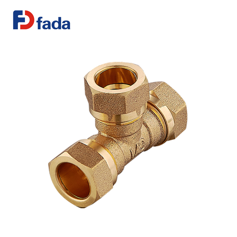 Tee,compression fittings, brass fittings for copper pipe