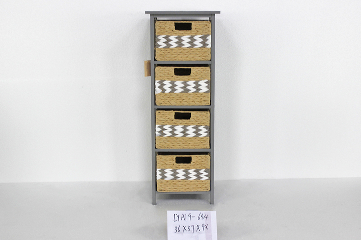 Solid wood furniture storage wooden cabinet with paper baskets